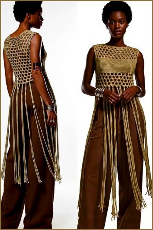 How To crochet Dramatic Long Fringe Mesh Top Free EASY Pattern 4