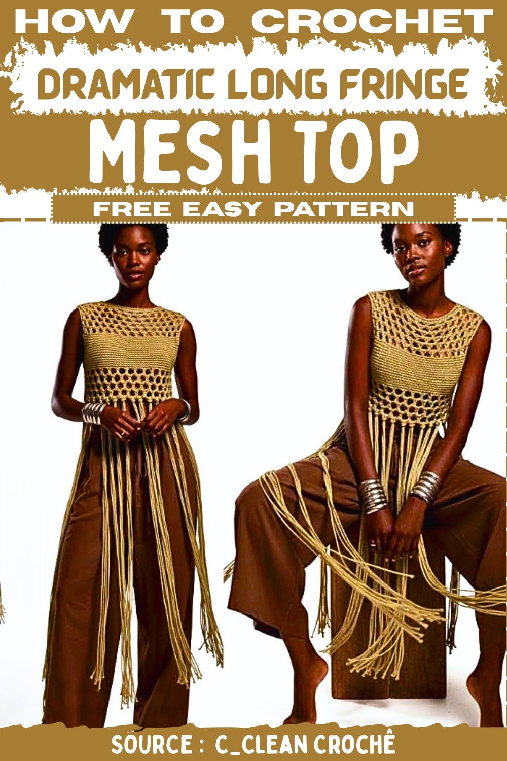 How To crochet Dramatic Long Fringe Mesh Top Free EASY Pattern