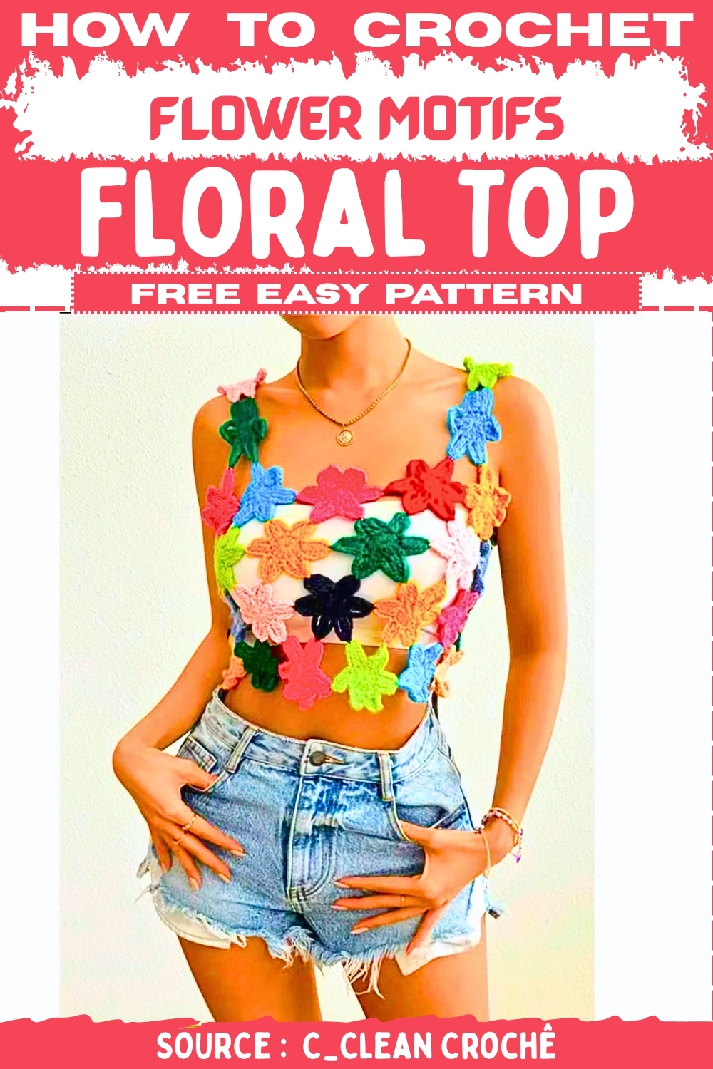 How To crochet Flower Motifs Floral Top Free EASY Pattern