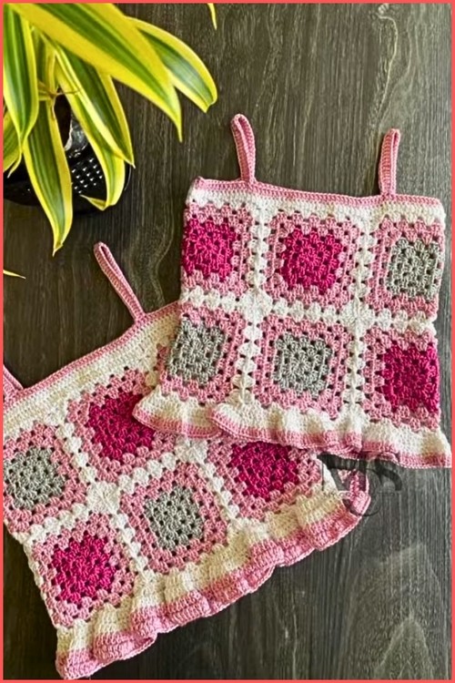 How To crochet Granny Square Crop Top Free EASY Pattern4