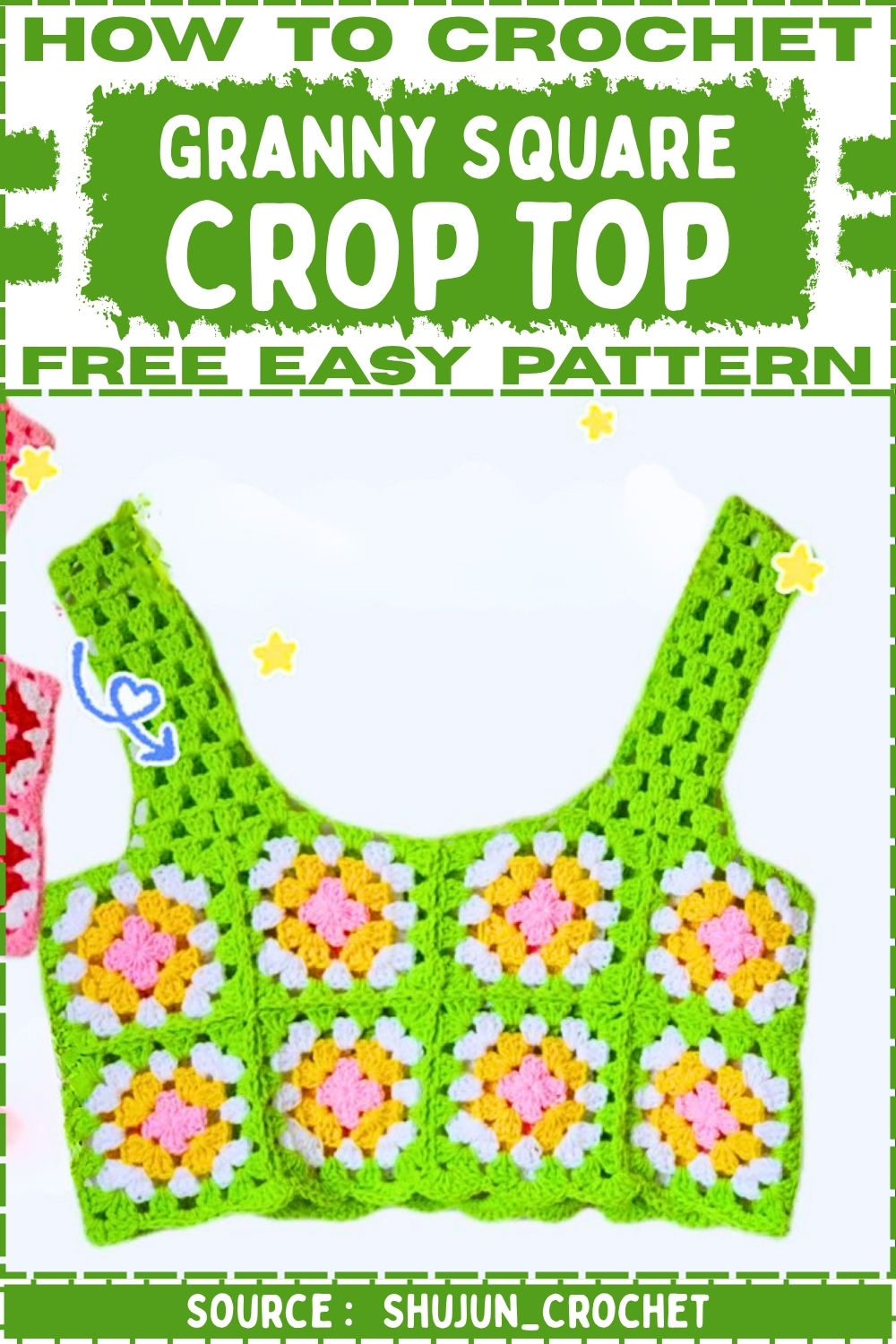 How To crochet Granny Square Crop Top Free Easy Patterns