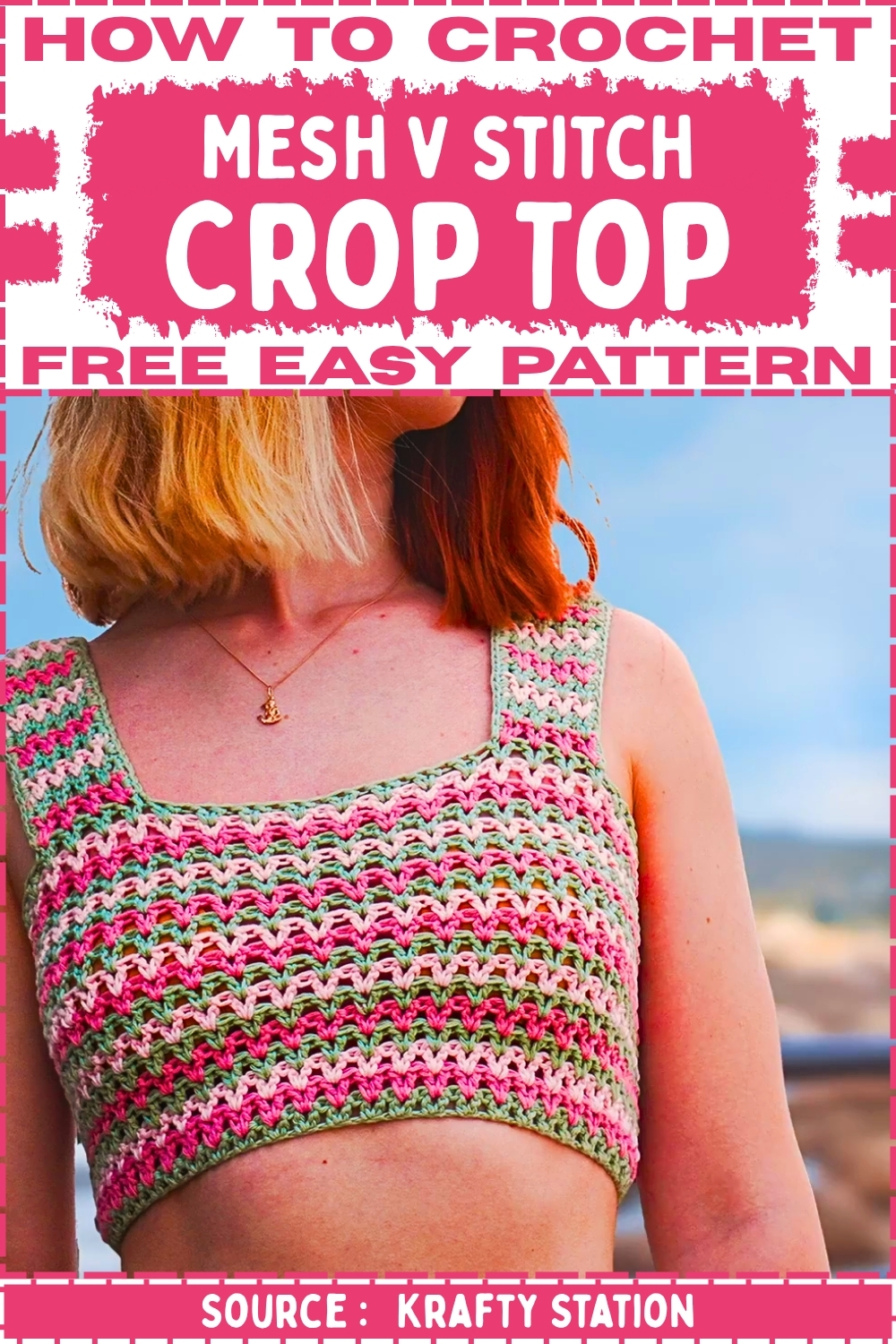 How To crochet Mesh v stitch Crop Top Free Easy Patterns