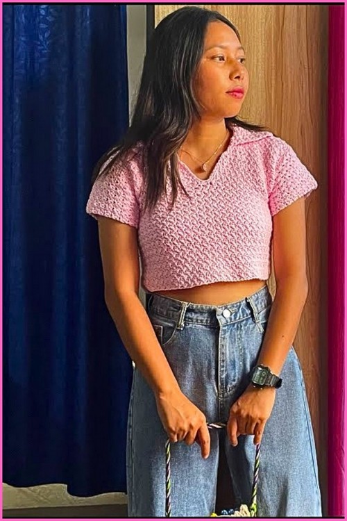 How To crochet Modern Collar Top Free EASY Pattern 4