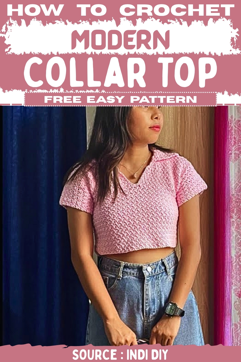 How To crochet Modern Collar Top Free EASY Pattern