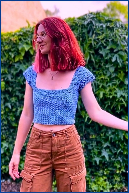 How To crochet Modern Short Sleeves Top Free Easy Patterns 4