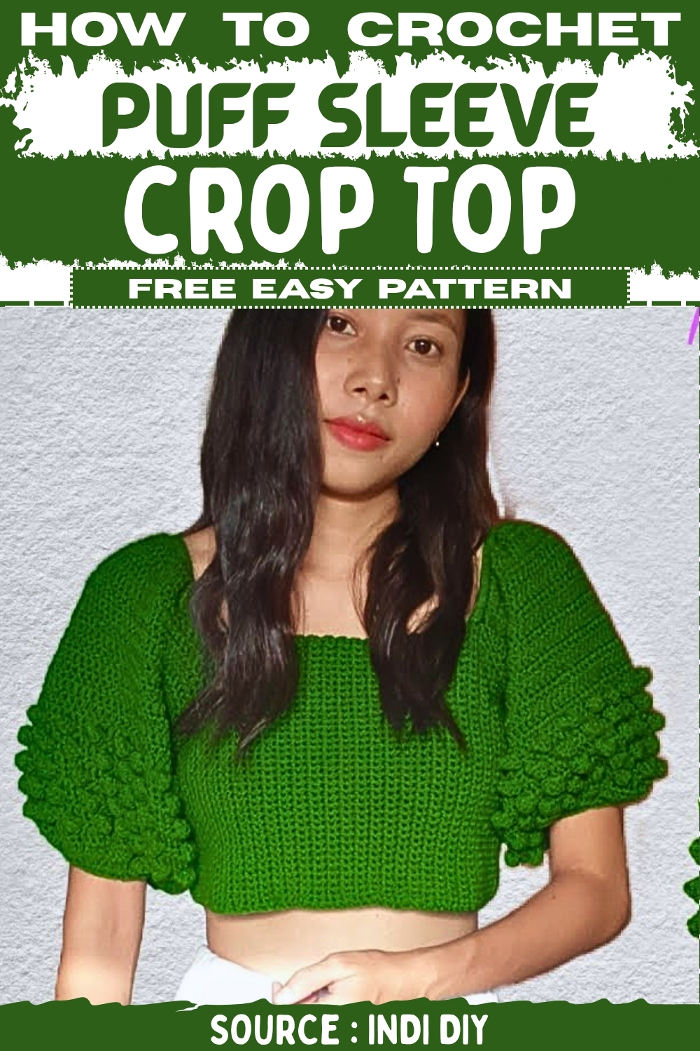 How To crochet Puff Sleeve crop Top Free EASY Pattern