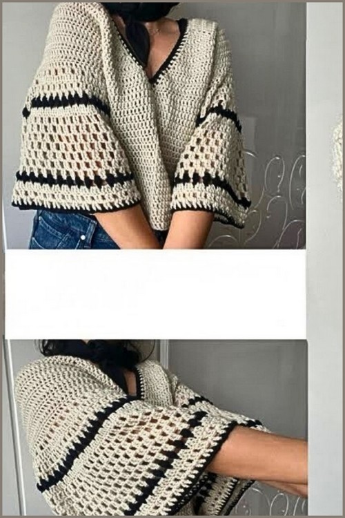 How To crochet Spanish Sleeve Blouse Free Easy Patterns 5