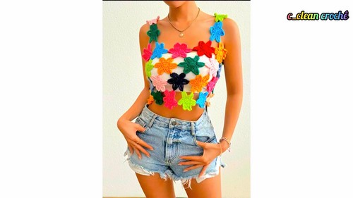 How To crochet Dramatic Long Fringe Mesh Top Free EASY Pattern 3