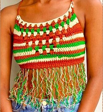 How To Crochet Pinterest inspired fringe top 5